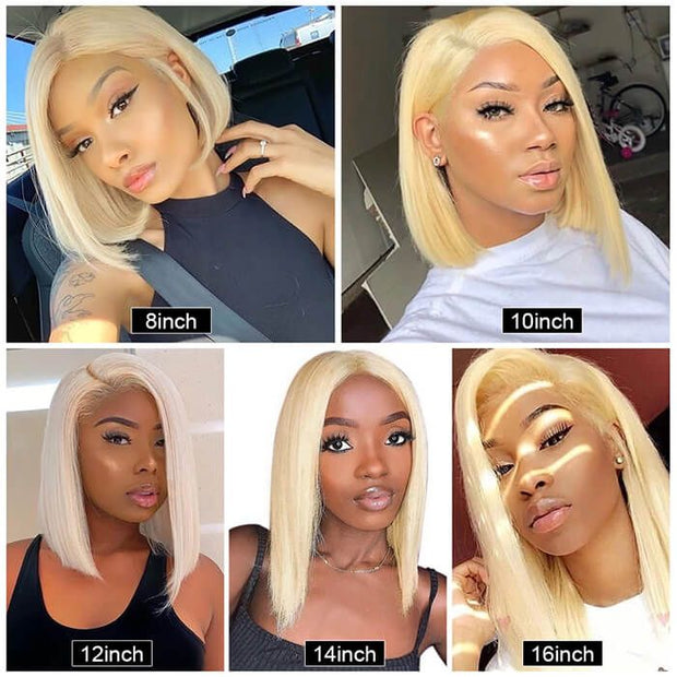 613 Blonde Short Bob Lace Front Human Hair Wigs For Black Women 13x4 Straight Bob Wigs