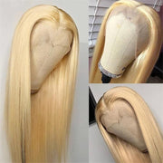 613 Blonde Straight Human Hair Lace Front Wigs For Women 13X4 HD Transparent Lace Wig With Baby Hair
