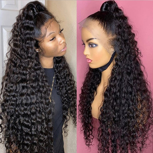 Deep Wave 4x4 Lace Closure Human Hair Realistic HD Transparent Lace Wigs