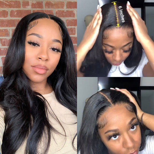 Invisible Skin Melt 6x6 Lace Closure Wig Pre Plucked Body Wave Human Hair Wigs