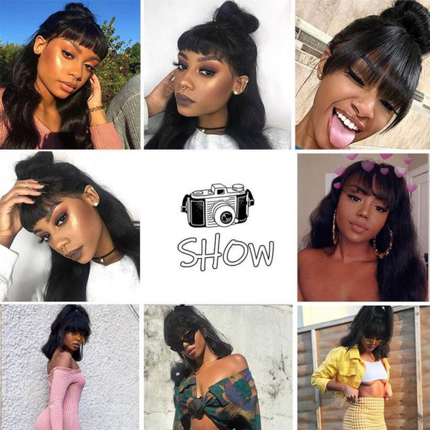 $100 OFF|Body Wave Wigs With Bangs 180% Density 4X4/13X4 HD Lace Human Hair Wigs For Black Women