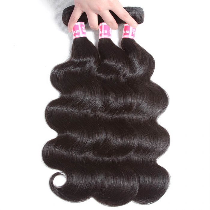 Brazilian Virgin Hair Body Wave 3 Bundles With 4x4 Lace closure 100% Human Hair
