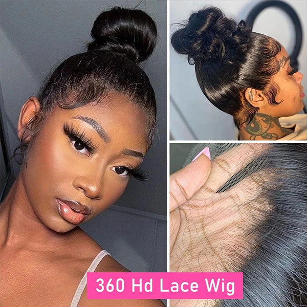 New Upgrade Hidden Elastic Strap 360 HD Lace Front Wig Straight Human Hair Wigs Snug Fit All Sizes