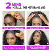 FLASH DEAL Curly Human Hair Headband Wig Glueless Full Machine Made Wig