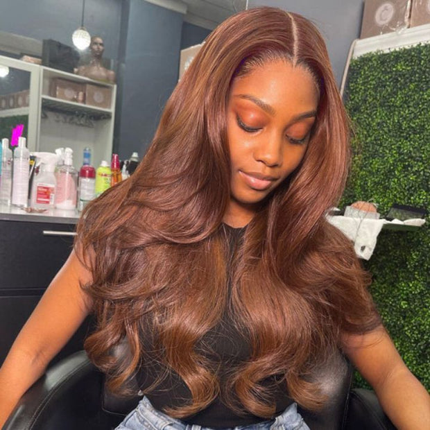 BOGO SALE|Chocolate Brown Human Hair Wigs 13x4 HD Lace Front Colored Wig For Women
