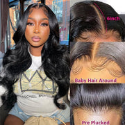 Invisible Skin Melt 6x6 Lace Closure Wig Pre Plucked Body Wave Human Hair Wigs