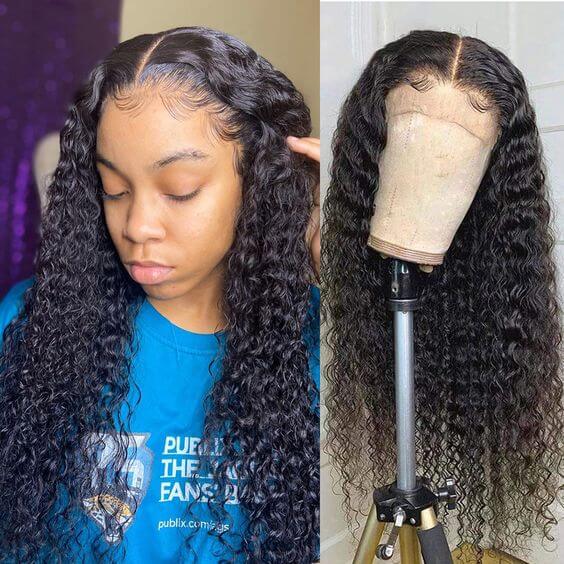 Lace Frontal Human Hair Water Wave Wig 13x4 Natural Color Wigs With Natural Hairline