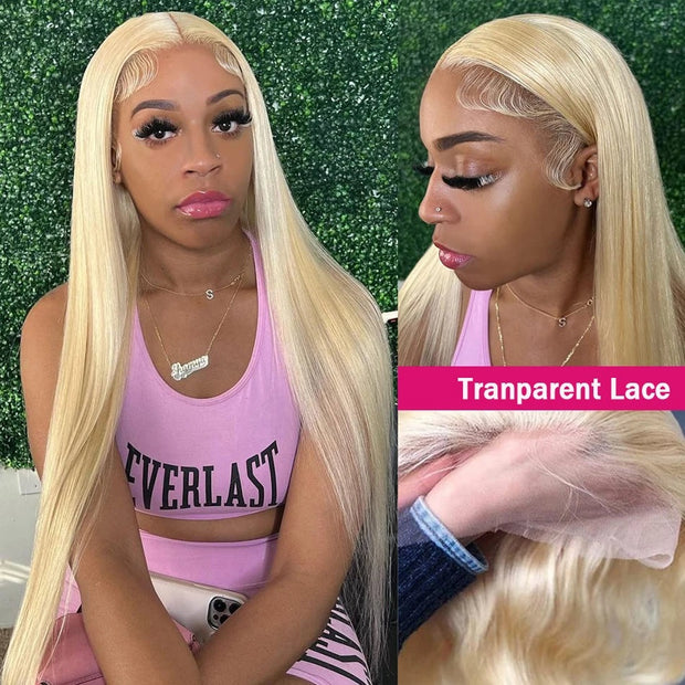 Barbie Colored 6x6 Transparent Lace Wig 613 Blonde Straight Human Hair Lace Closure Wigs With Baby Hair