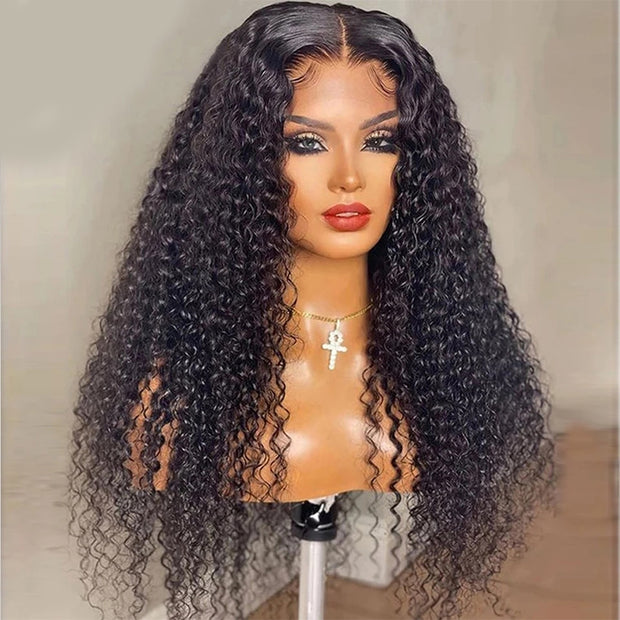 8X5 Pre-Cut Lace Wig Put On & Go Curly Human Hair Wig With Breathable Cap Beginner Wig