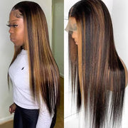 1B/30 Highlight Straight Human Hair Lace Front Wigs For Women 13x4/13x6 HD Transparent Lace Wig With Baby Hair