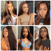#4 Dark Brown Color Straight Human Hair Lace Front Wigs For women 13x4/13x6 HD Transparent Lace Wig With Baby Hair