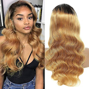 Silky Body Wave HD Lace Front Human Hair Wigs Ombre Colored Human Hair Wigs With Baby Hair