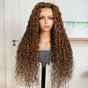 Pre All|4/30 Jerry Curly Balayage Highlight Colored Pre-Bleached HD Lace Wigs 8x5/13x6 Lace Front Human Hair Wigs