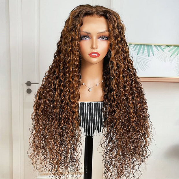 Pre All|4/30 Jerry Curly Balayage Highlight Colored Pre-Bleached HD Lace Wigs 8x5/13x6 Lace Front Human Hair Wigs
