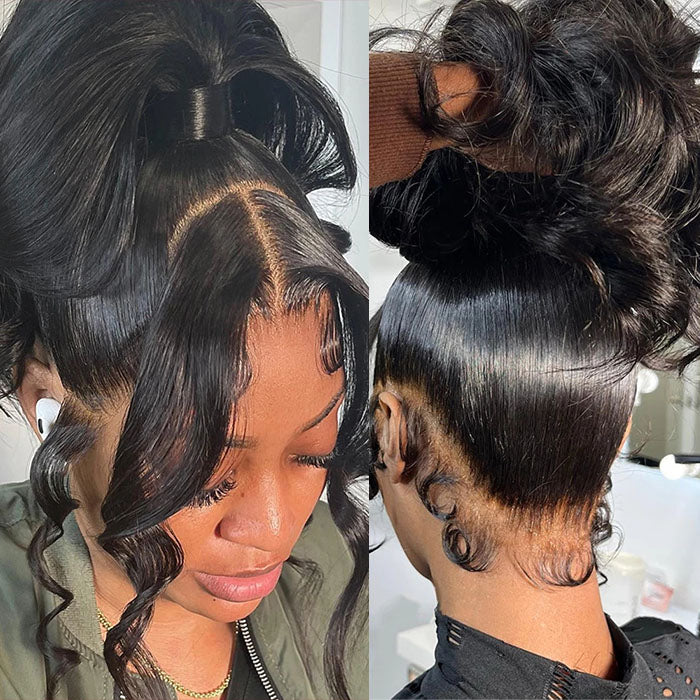 Invisi-String 360 Lace Frontal Wigs Pre Plucked Pre Bleached Body Wave Human Hair Wigs For Women