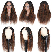 Highlight Brown Wig U Part Curly Wig Wear & Go Beginner Friendly Natural Scalp Human Hair Wigs