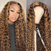 Pre-Plucked Wear Go Glueless 8x5 HD Lace Highlight Deep Wave Pre-Cut Lace Wig