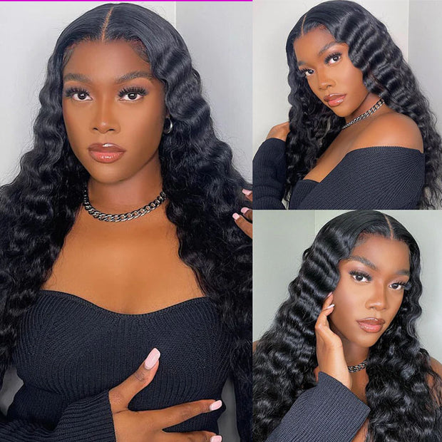 4x4 Lace Loose Deep Black Quick & Easy Glueless Wig With Breathable Cap Glueless HD Lace Front Wigs Beginner Friendly