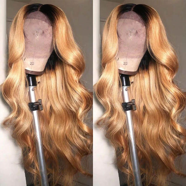 Silky Body Wave HD Lace Front Human Hair Wigs Ombre Colored Human Hair Wigs With Baby Hair