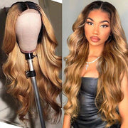 Silky Body Wave HD Lace Front Human Hair Wigs Ombre Colored Human Hair Wigs With Baby Hair