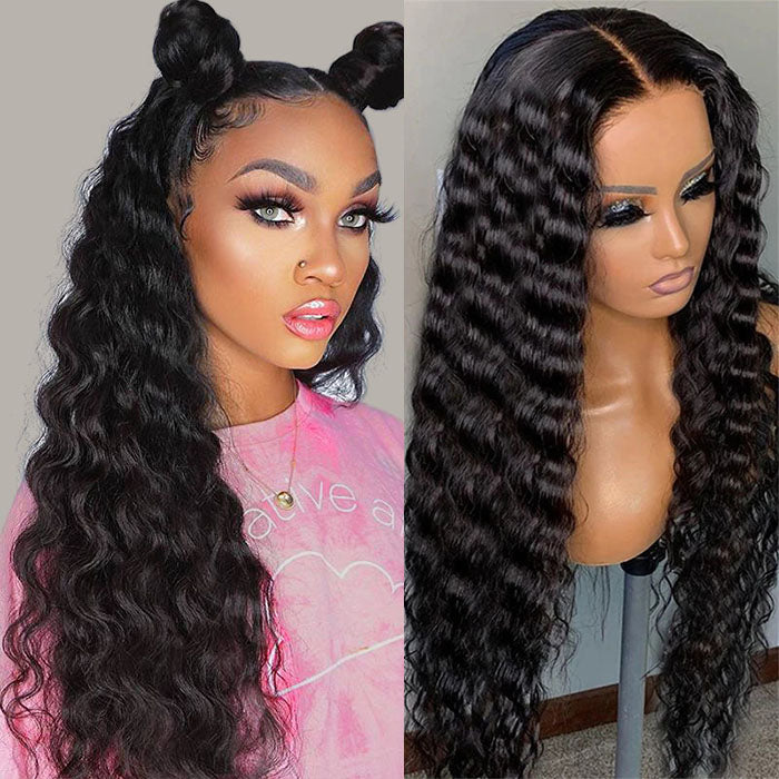 13X4 Lace Loose Deep Black Quick & Easy Glueless Wig With Breathable Cap Glueless HD Lace Front Wigs Beginner Friendly