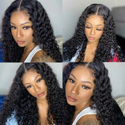 $100 OFF|180% Density Wear & Go Deep Wave 4x4 Pre Cut HD Lace Closure Glueless Human Hair Wigs With Magic Ear Tape