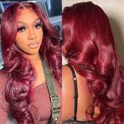 99J Straight/Body Wave 5x5 HD Lace Closure Wigs Burgundy Color Human Hair Wigs For Women