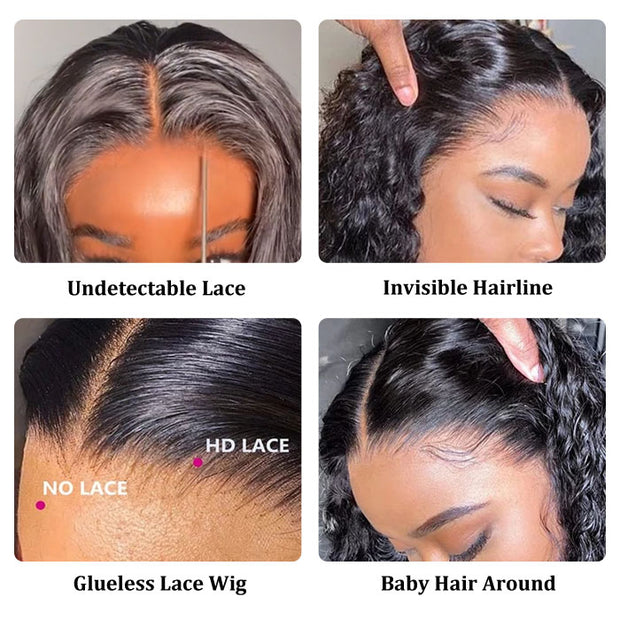 6x4 Pre-Cut Lace Wig Wear & Go Curly Human Hair Wig with Breathable Cap Beginner Wig