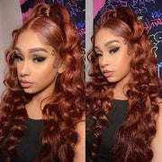 Wear & Go Reddish Brown Body Wave Pre-Cut Lace 4x4 Lace Closure Wig Glueless 13x4 Lace Front Human Hair Wig