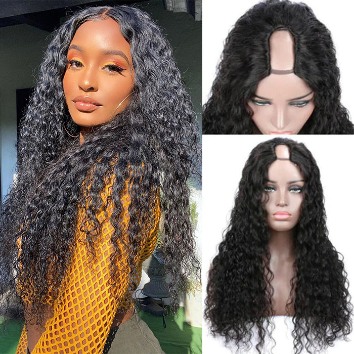 Glueless 0 Skill Needed U Part Wig Wear & Go Water Wave Beginner Friendly Natural Scalp Human Hair Wigs