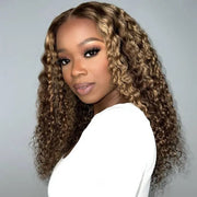 Honey Blonde Sun Kissed Highlights Curly Lace Front Wigs 13X4 13x6 Lace Frontal Human Hair Wigs For Women