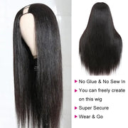 Wear & Go Straight U Part Wig Beginner Friendly Glueless Human Hair Wigs for Women