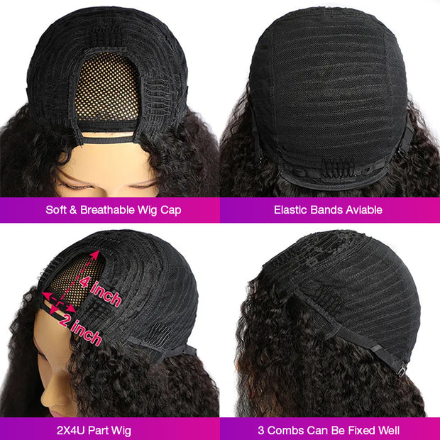 V Part Kinky Curly Wig  Beginner Friendly No Work Need Wear and Go Glueless  Human Hair Wig