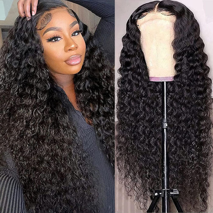 Wear & Go Pre-Cut 4x4 HD Lace Wig Water Wave Human Hair Wig 180% with Breathable Cap  Easy to Install