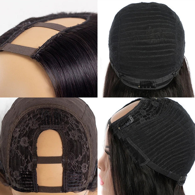Upgraded Durable V Shape Glueless Wig Human Hair Straight Beginner Friendly Natural U Part Wig