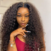 Deep Part Curly Hair Lace Closure Wig Real Human Hair Wigs Preplucked With Natural Hairline