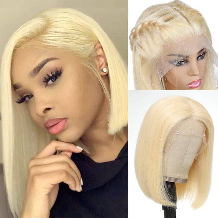 613 Blonde Short Bob Lace Front Human Hair Wigs For Black Women 13x4 Straight Bob Wigs