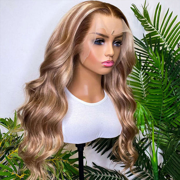 P4/613 Brown Wig With Blonde Highlights Straight & Body Wave HD Lace Front Wig Human Hair Wigs