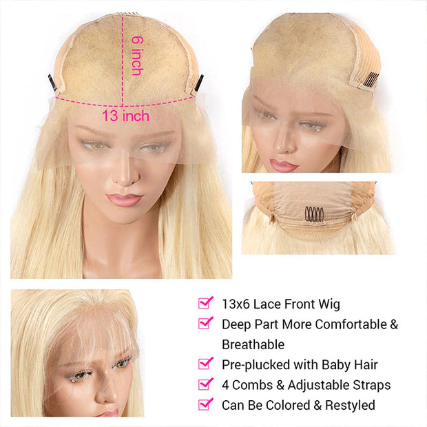 BOGO SALE|613 Honey Blonde Color 13x6 Lace Front 16-24 Inch Human Hair Wigs For Women Transparent Brazilian Remy Straight & Body Wave Frontal Wig