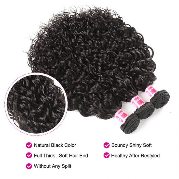 Brazilian Water Wave Hair 3 Bundles Deals 100% Unprocessed Virgin Human Hair Weave