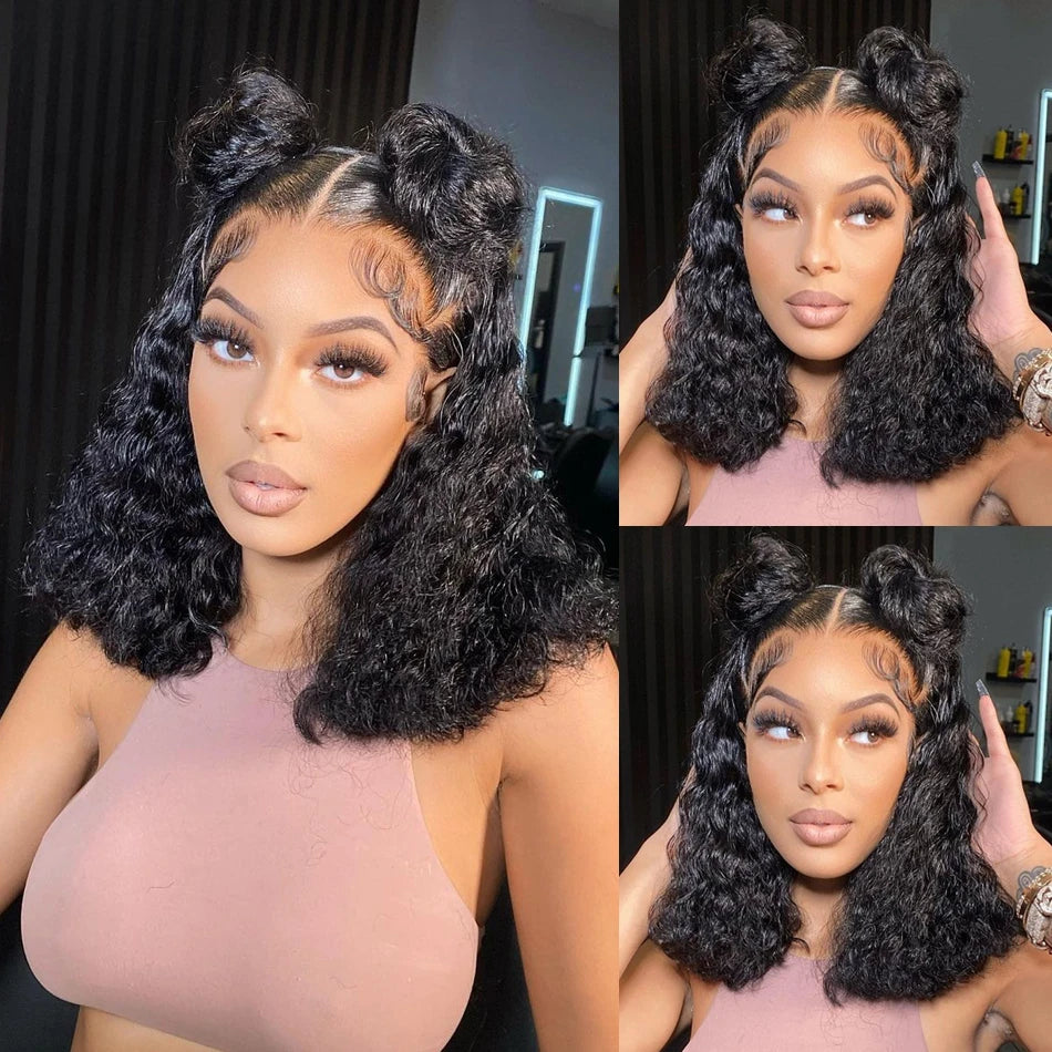 220% Deep Wave Bob Lace Front Human Hair Wigs 100% Virgin  display picture 2
