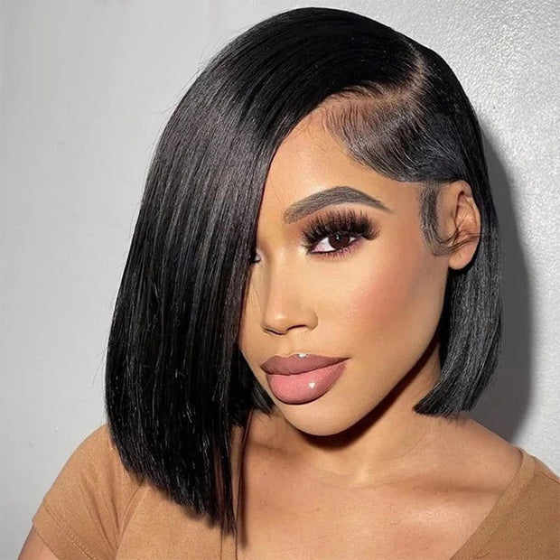 Flash Sale-12 Inch 4x4 Transparent Lace Closure Short Bob Wig Human Hair Wigs