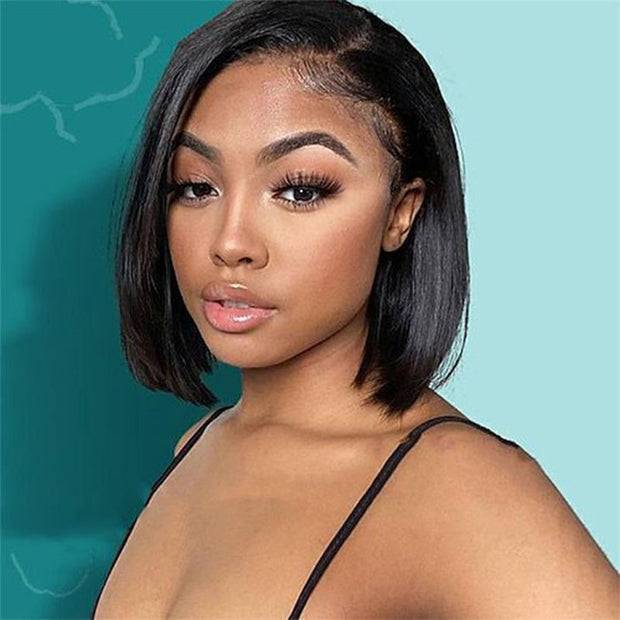 Flash Sale-12 Inch 4x4 Transparent Lace Closure Short Bob Wig Human Hair Wigs