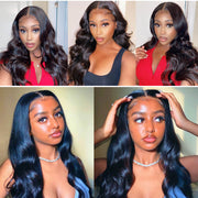 ClearanceSale|Body Wave Natural Black Human Hair 13X4 Lace Front Wigs With Pre-plucked Pre-bleached Natural Hairline