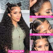 Water Wave 13x4/13x6 HD Lace Frontal Wig Natural Pre Plucked Headline 100% Virgin Human Hair Wigs