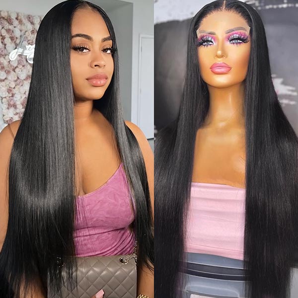 Cheap 4x4 Lace Wigs Straight Human Hair Made By Hair Bundles With Closure
