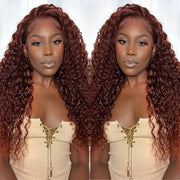 Stunning #33 Reddish Brown Color Deep Wave Lace Front Wig 13x4/5x5 Lace Frontal Human Hair Wigs
