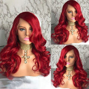 Red Color HD Transparent Body Wave Lace Front Wigs Colored Human Hair Pre plucked Bleached knots With Baby Hair