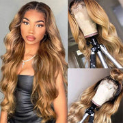 Ombre 1B/27 Honey Blonde Color Body Wave Lace Front Wigs