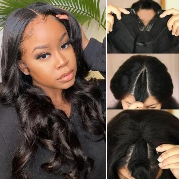 V Part Body Wave Human Hair Wigs Glueless Beginner Friendly Natural Wig